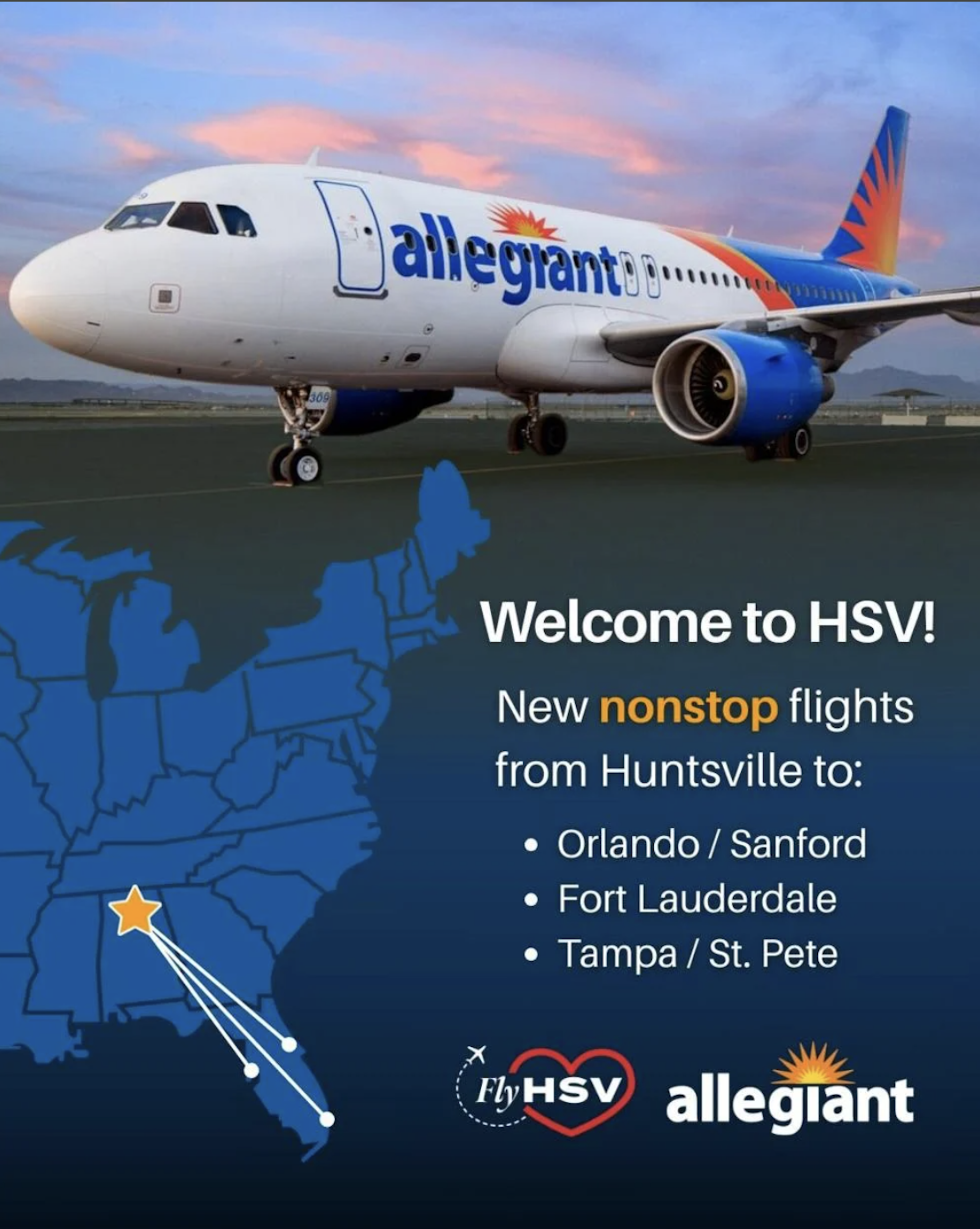 Allegiant Air adds new flights from Huntsville to Florida hotspots